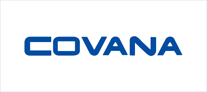 Covana logo featuring bold blue text, representing automatic spa covers that enhance safety and energy efficiency for hot tubs and spas.