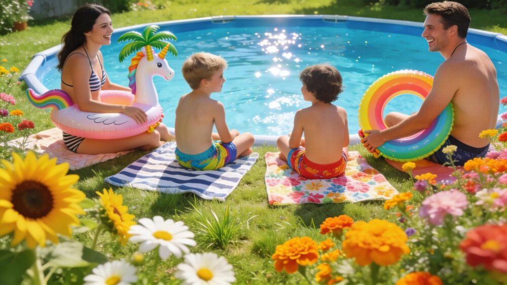 Inviting above ground pool scene showcasing summer readiness, family enjoyment, and vibrant backyard atmosphere