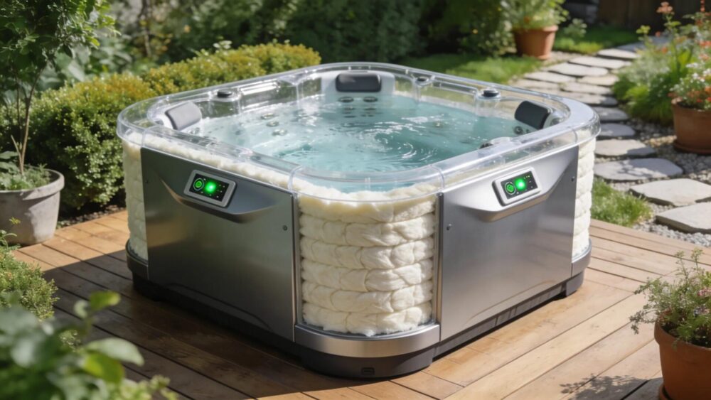 Modern energy-efficient hot tub highlighting advanced insulation and eco-friendly technology